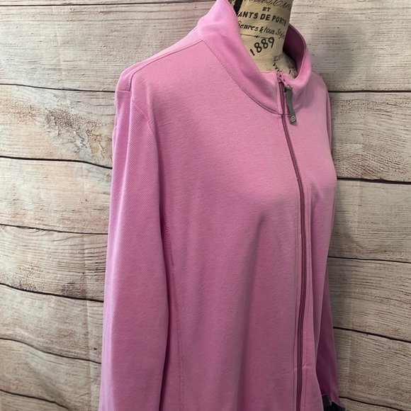 T by Talbots Athletic Jacket Full Zip Roll Up Contrast Cuffs Size 2X Lavender - Picture 3 of 9